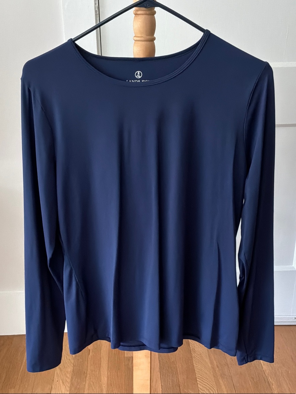 Lands' End Navy Long-Sleeve Rash-Guard Swim Top